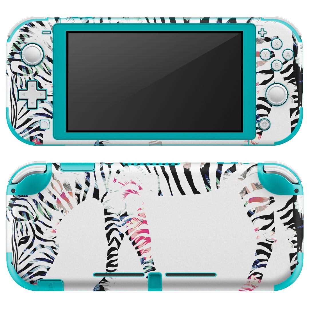 igsticker Nintendo Switch Lite 専用 デザインスキンシール 全面 ニンテンドー スイッチ ライト 専用 ゲーム機 カバー アクセサリー フィルム ステッカー エアフリー 011129 動物　シマウマ　花