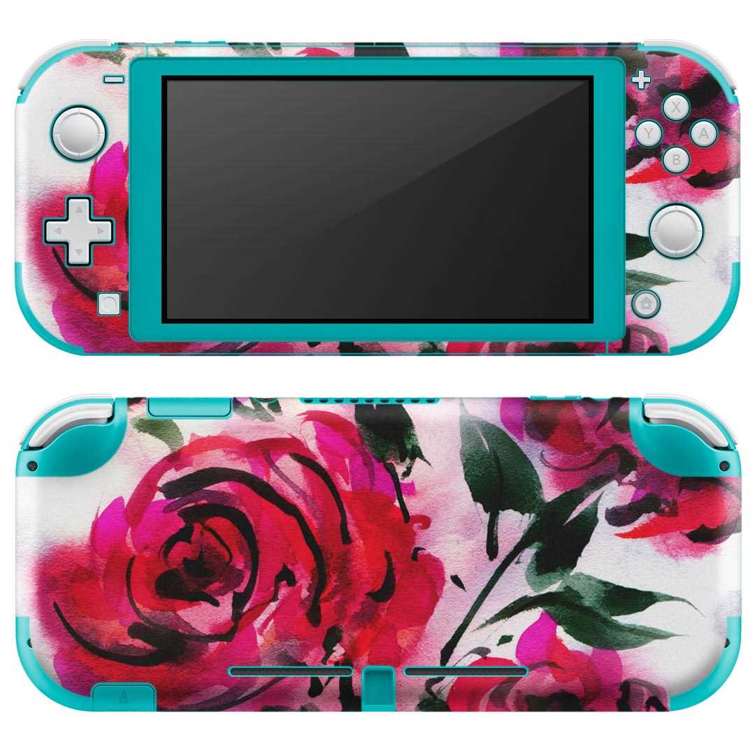 igsticker Nintendo Switch Lite 専用 デザインスキンシール 全面 ニンテンドー スイッチ ライト 専用 ゲーム機 カバー アクセサリー フィルム ステッカー エアフリー 011132 花 バラ ピンク