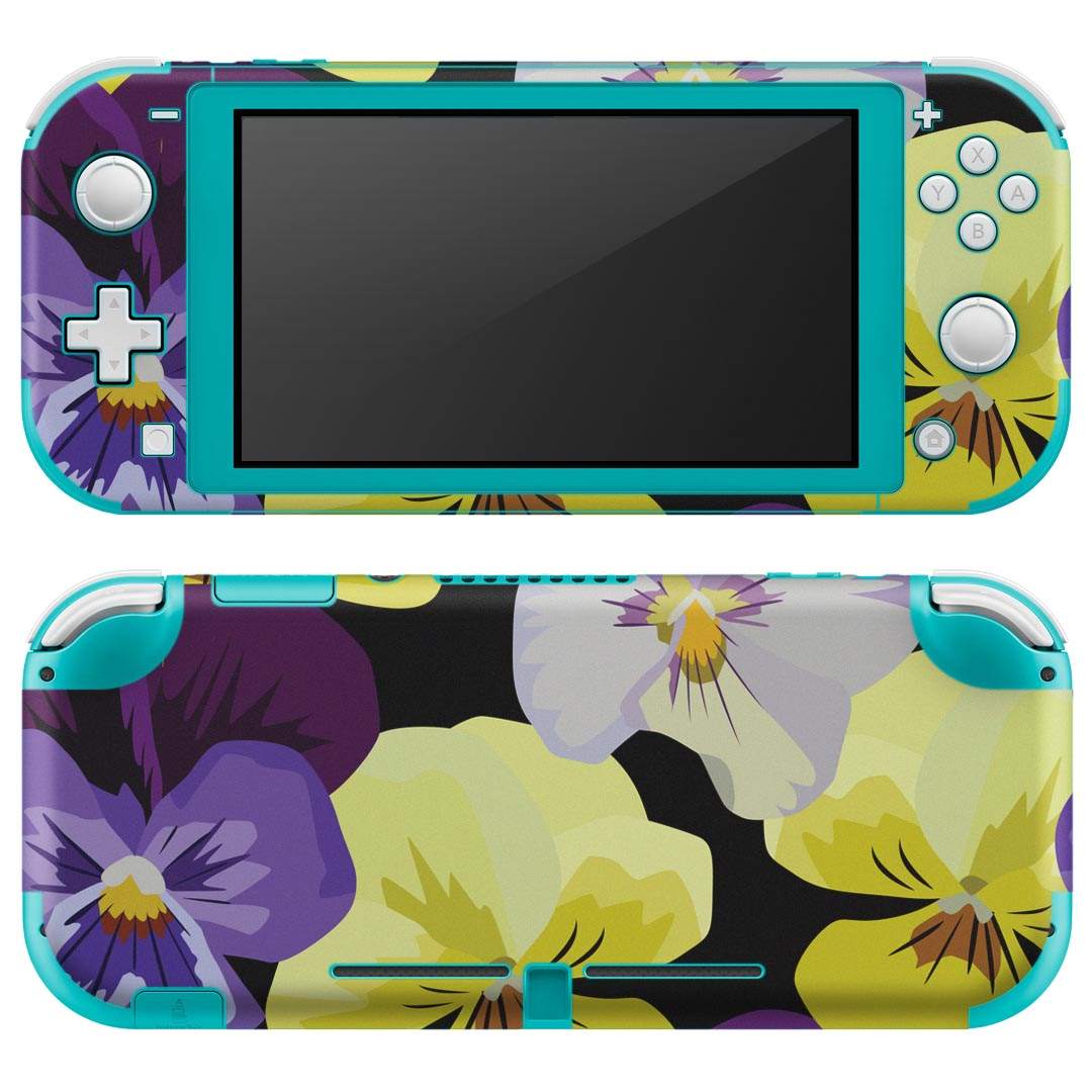 igsticker Nintendo Switch Lite 専用 デザインスキンシール 全面 ニンテンドー スイッチ ライト 専用 ゲーム機 カバー アクセサリー フィルム ステッカー エアフリー 011147 花 黄色 紫