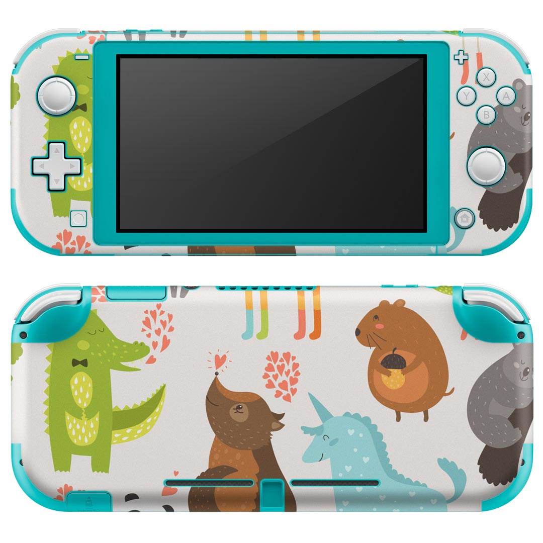 igsticker Nintendo Switch Lite 専用 デザインスキンシール 全面 ニンテンドー スイッチ ライト 専用 ゲーム機 カバー アクセサリー フィルム ステッカー エアフリー 011202 動物　ハート　アニマル