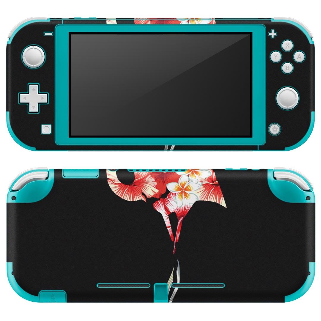 igsticker Nintendo Switch Lite 専用 デザインスキンシール 全面 ニンテンドー スイッチ ライト 専用 ゲーム機 カバー アクセサリー フィルム ステッカー エアフリー 011248 フラミンゴ　花　ハイビスカス