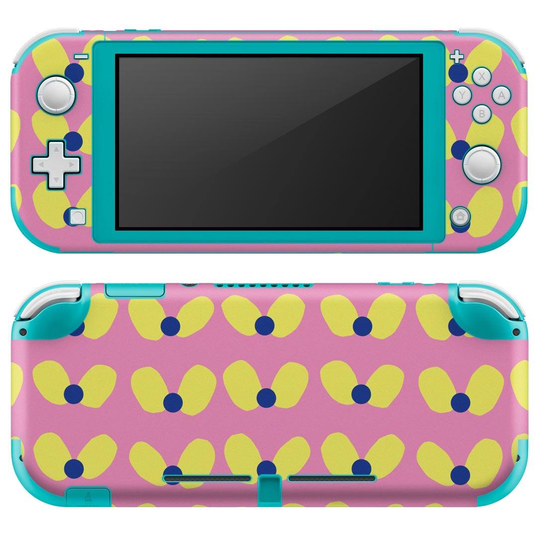igsticker Nintendo Switch Lite 専用 デザインスキンシール 全面 ニンテンドー スイッチ ライト 専用 ゲーム機 カバー アクセサリー フィルム ステッカー エアフリー 011251 模様　ピンク　黄色