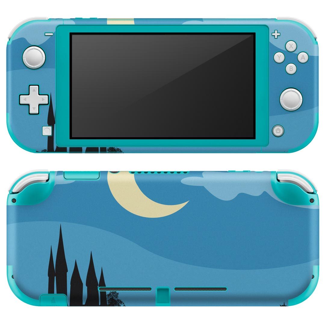 igsticker Nintendo Switch Lite 専用 デザインスキンシール 全面 ニンテンドー スイッチ ライト 専用 ゲーム機 カバー アクセサリー フィルム ステッカー エアフリー 011310 月 お城 夜空