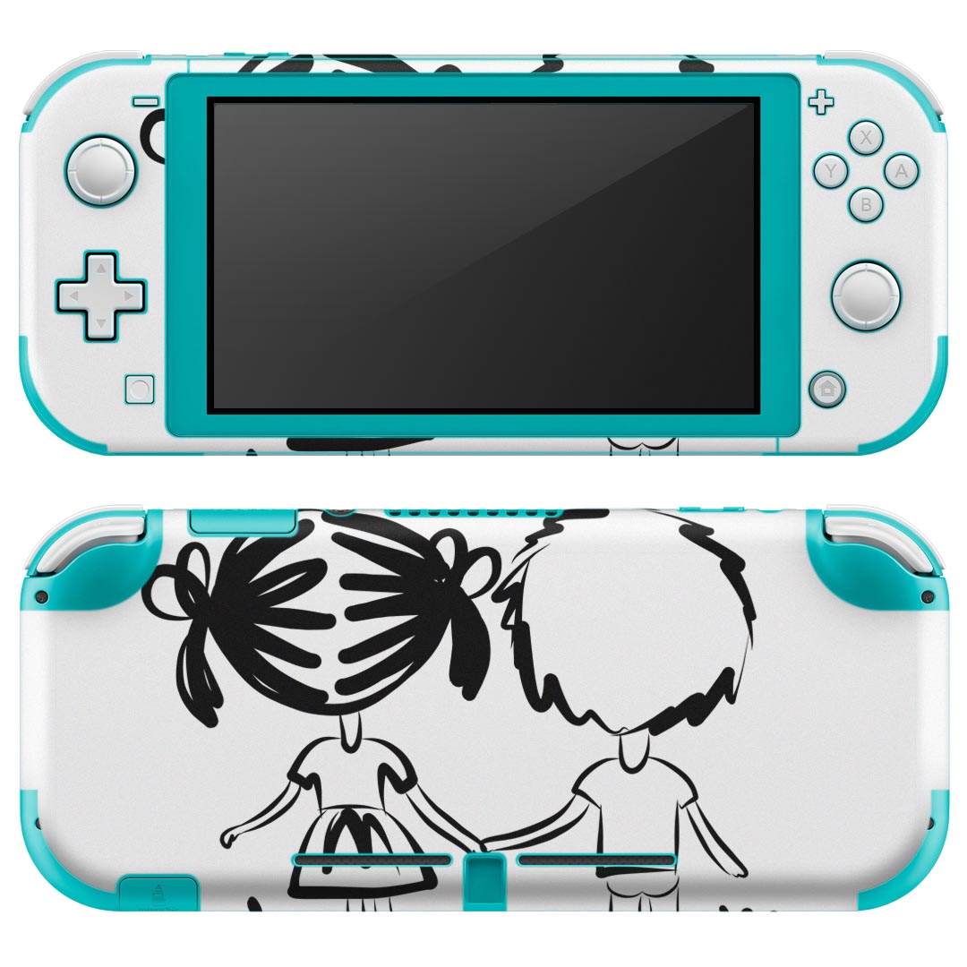 igsticker Nintendo Switch Lite 専用 デザインスキンシール 全面 ニンテンドー スイッチ ライト 専用 ゲーム機 カバー アクセサリー フィルム ステッカー エアフリー 011358 カップル キャラクター モノクロ