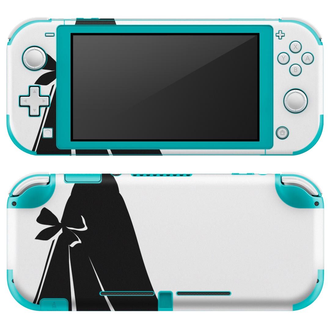 igsticker Nintendo Switch Lite 専用 デザインスキンシール 全面 ニンテンドー スイッチ ライト 専用 ゲーム機 カバー アクセサリー フィルム ステッカー エアフリー 011386 ドレス リボン モノクロ