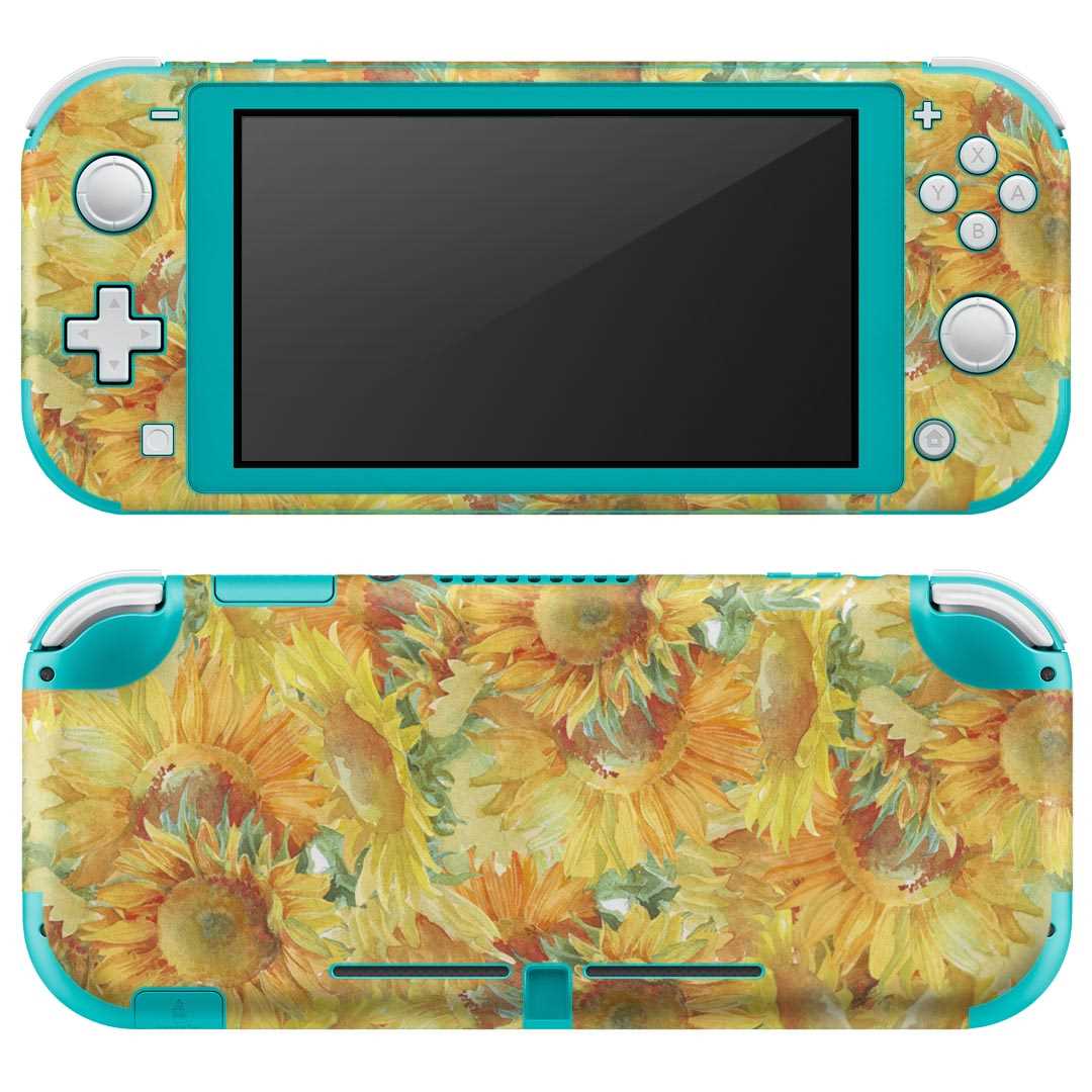 igsticker Nintendo Switch Lite 専用 デザインスキンシール 全面 ニンテンドー スイッチ ライト 専用 ゲーム機 カバー アクセサリー フィルム ステッカー エアフリー 011405 ひまわり 花 黄色