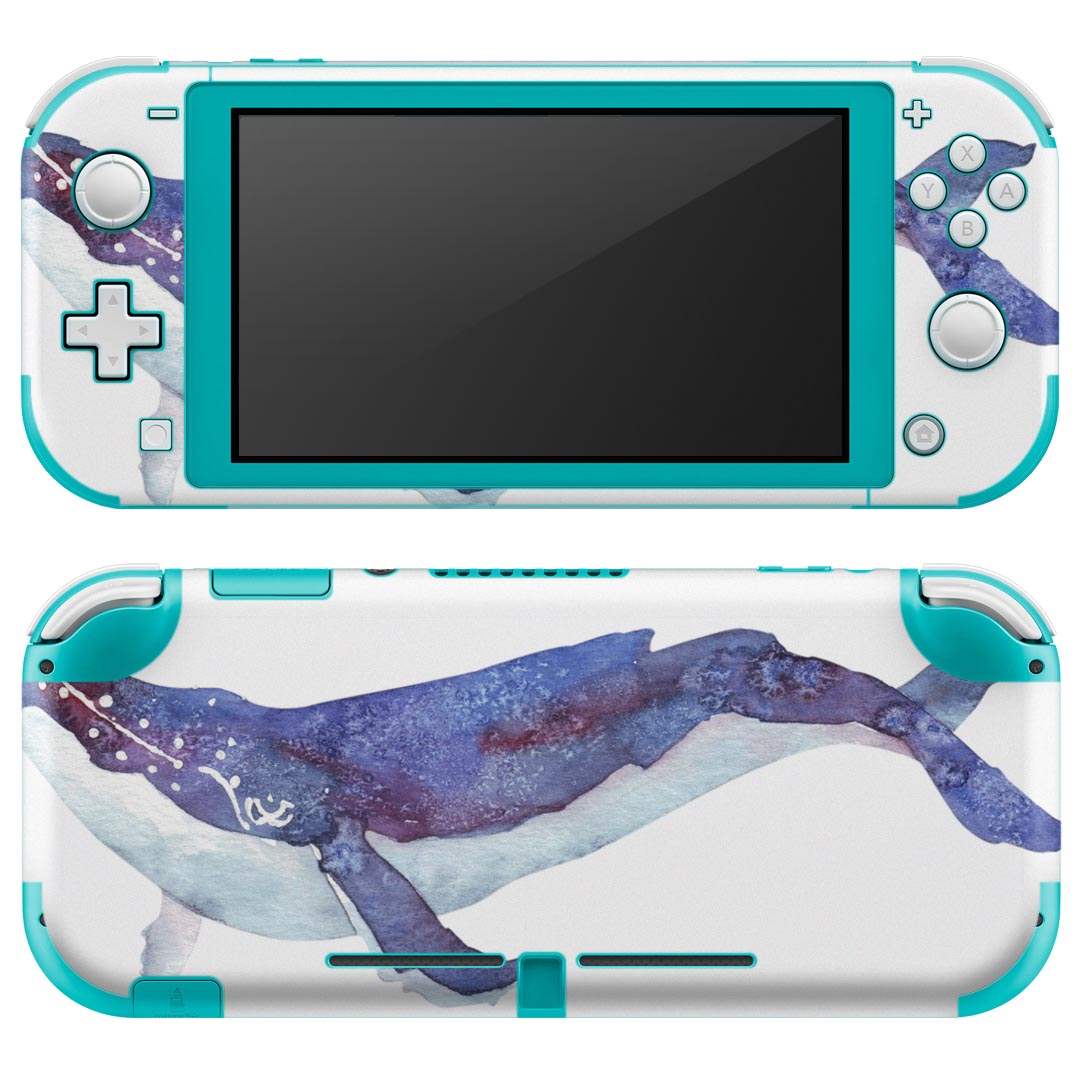 igsticker Nintendo Switch Lite 専用 デザインスキンシール 全面 ニンテンドー スイッチ ライト 専用 ゲーム機 カバー アクセサリー フィルム ステッカー エアフリー 011406 海　生き物　くじら