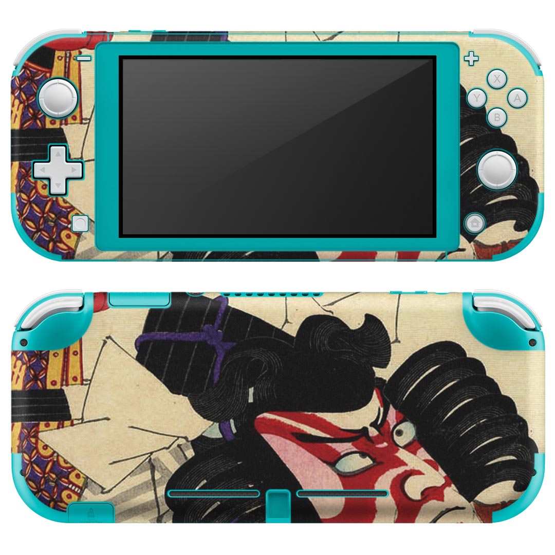 igsticker Nintendo Switch Lite 専用 デザインスキンシール 全面 ニンテンドー スイッチ ライト 専用 ゲーム機 カバー アクセサリー フィルム ステッカー エアフリー 011482 和風 和柄 歌舞伎