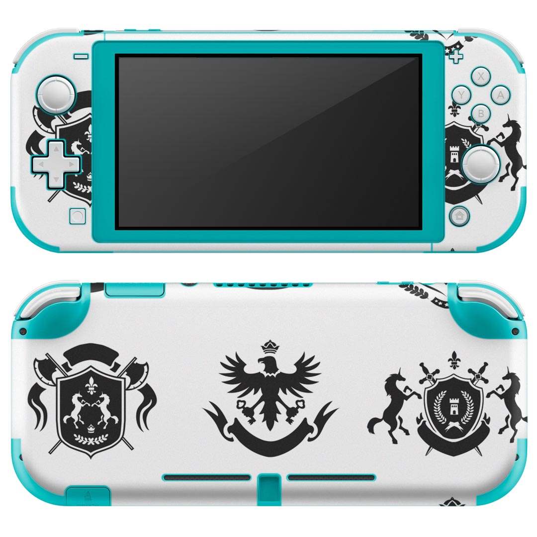 igsticker Nintendo Switch Lite 専用 デザインスキンシール 全面 ニンテンドー スイッチ ライト 専用 ゲーム機 カバー アクセサリー フィルム ステッカー エアフリー 011511 エンブレム　動物　モノクロ