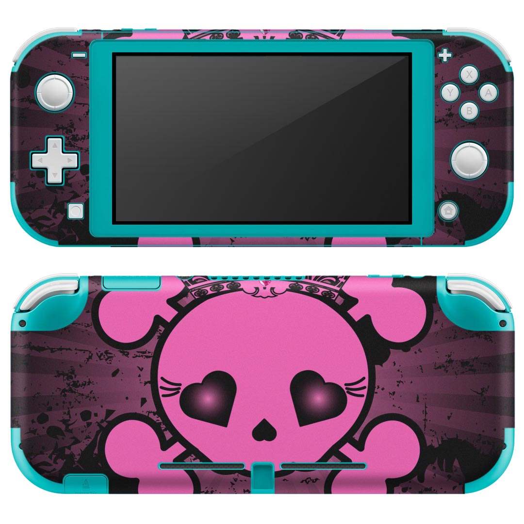 igsticker Nintendo Switch Lite 専用 デザインスキンシール 全面 ニンテンドー スイッチ ライト 専用 ゲーム機 カバー アクセサリー フィルム ステッカー エアフリー 011545 骸骨 ドクロ 王冠