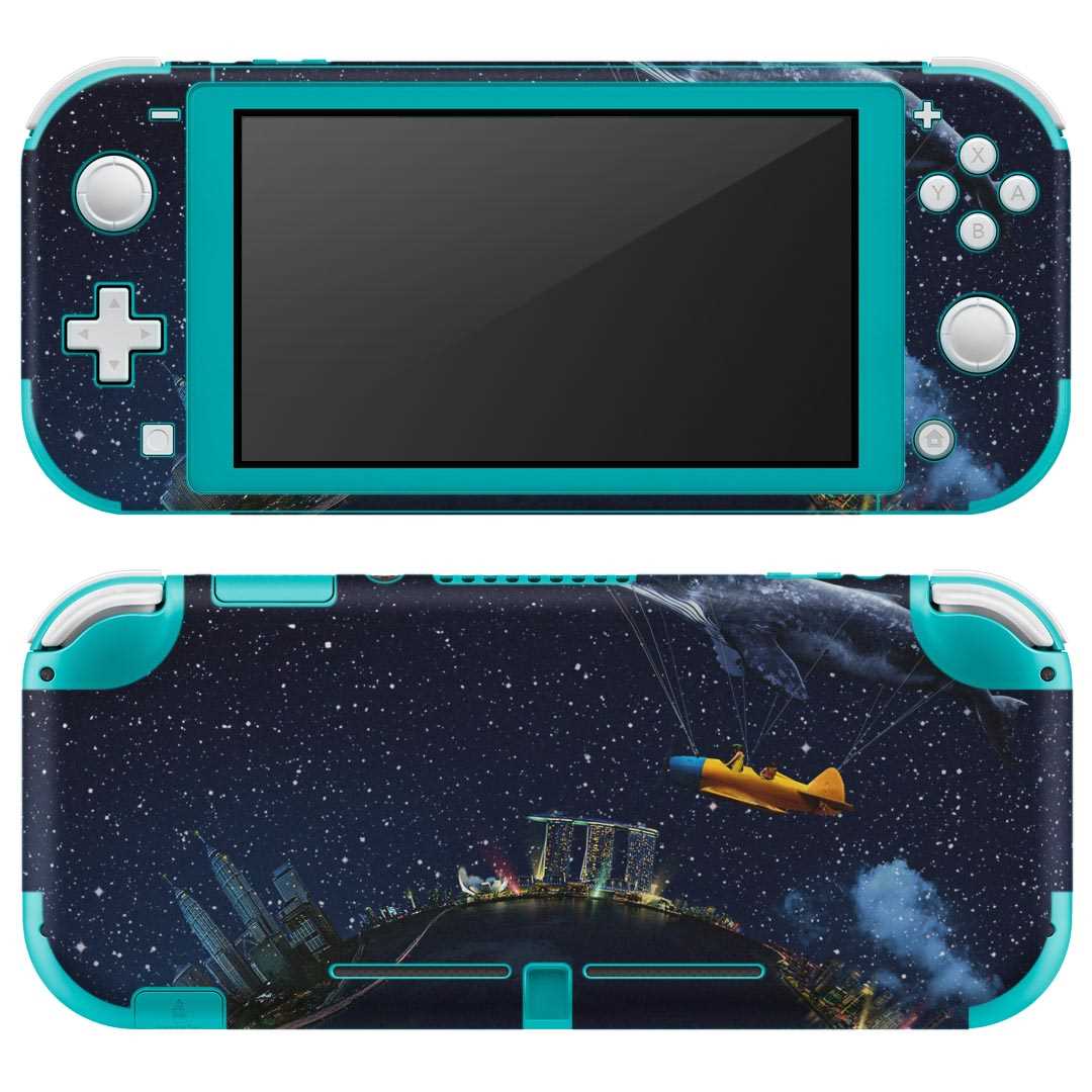 igsticker Nintendo Switch Lite 専用 デザインスキンシール 全面 ニンテンドー スイッチ ライト 専用 ゲーム機 カバー アクセサリー フィルム ステッカー エアフリー 011621 地球　くじら　宇宙