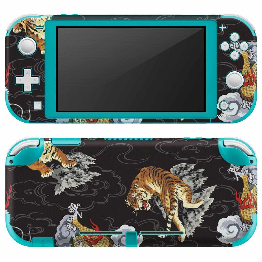igsticker Nintendo Switch Lite 専用 デザインスキンシール 全面 ニンテンドー スイッチ ライト 専用 ゲーム機 カバー アクセサリー フィルム ステッカー エアフリー 011647 虎　龍　和柄