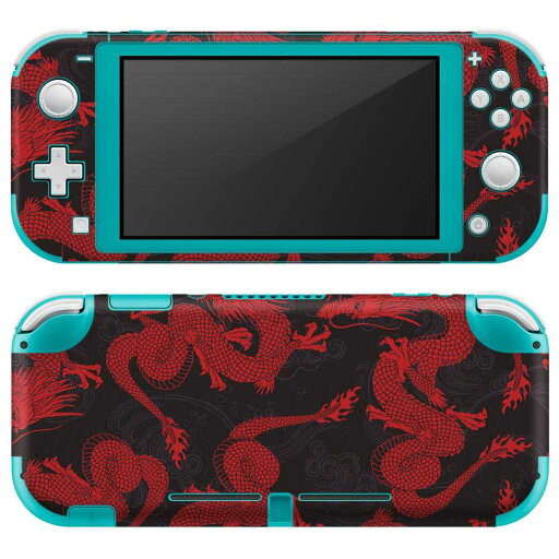 igsticker Nintendo Switch Lite 専用 デザインスキンシール 全面 ニンテンドー スイッチ ライト 専用 ゲーム機 カバー アクセサリー フィルム ステッカー エアフリー 011648 龍 和柄 赤