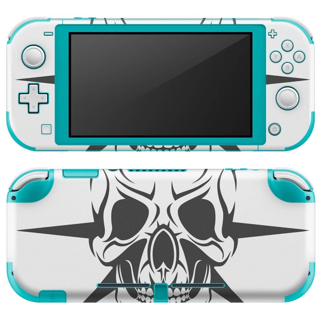 igsticker Nintendo Switch Lite 専用 デザインスキンシール 全面 ニンテンドー スイッチ ライト 専用 ゲーム機 カバー アクセサリー フィルム ステッカー エアフリー 011671 骸骨　ドクロ　白黒