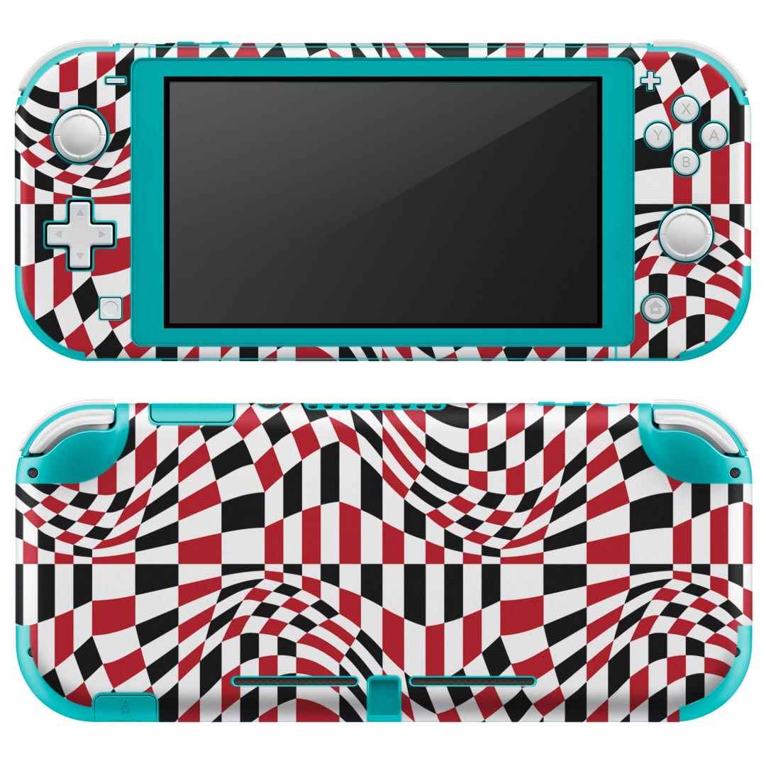 igsticker Nintendo Switch Lite 専用 デザインスキンシール 全面 ニンテンドー スイッチ ライト 専用 ゲーム機 カバー アクセサリー フィルム ステッカー エアフリー 011681 模様　赤　黒