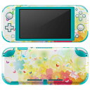 igsticker Nintendo Switch Lite 専用 デザインスキンシール 全面 ニンテンドー スイッチ ライト 専用 ゲーム機 カバー アクセサリー フィルム ステッカー エアフリー 011703 花 蝶 カラフル(2)