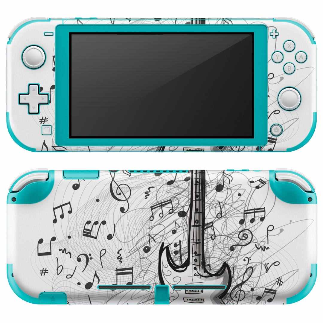 igsticker Nintendo Switch Lite 専用 デザインスキンシール 全面 ニンテンドー スイッチ ライト 専用 ゲーム機 カバー アクセサリー フィルム ステッカー エアフリー 011720 音楽 音符 ギター