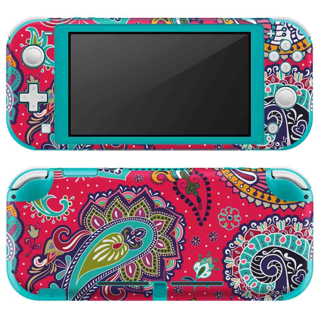 igsticker Nintendo Switch Lite 専用 デザインスキンシール 全面 ニンテンドー スイッチ ライト 専用 ゲーム機 カバー アクセサリー フィルム ステッカー エアフリー 011727 ペイズリー 模様 ピンク