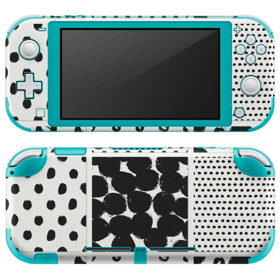 製品名 Nintendo Switch Lite専用 デザインスキンシール セット内容 Nintendo Switch Lite本体用スキンシール（裏表）各1枚 ※液晶側シールは2パーツに分かれていますニンテンドースイッチライト専用です。据え置き機のSwitch本体やJoyコンには対応していません。 商品特徴 3M社製の再剥離性シートを素材に採用し、細かな位置調整がしやすく貼り直しが容易です。また、エアフリーでもありますので気泡が簡単に逃げるので、キレイに貼ることができます。専用の業務プリンターを使い、商品画像と遜色のない美しい印刷仕上がり。 注意事項 画像はサンプルですので、ご覧の環境によっては多少色味に違いを感じる場合がございます。 イメージと違った、モニターと色味が異なるという理由での交換や返金はご対応出来かねます。スキンシールのみの販売で、ニンテンドースイッチ本体などは付属しません。シワができた場合、ドライヤーなどで軽く温め、外側に向けてシワを伸ばすように貼ってください。初回貼付時の位置調整や貼り直しは可能ですが、しっかりと押し付けて接着させた後の再剥離、再利用は保証しておりません。また接着部に油分や汚れが付着しますと角の部分は剥がれやすくなりますので、貼付時はあまり触れないようにご注意ください。無地のセミグロスシートにデザインをプリントした商品で、デコなどの加工はございません。 凹凸や光沢があるように見えたり布地や金属を素材にしたように見える商品もありますが、デザインの図版によるものです。印刷時に微妙な画像のズレが生じる場合がございます。ご注文後に1点1点制作する受注生産品の為、不良品以外のご返品や交換は固くお断りします。 商品発送 完全受注生産のハンドメイド商品となりますので、既製品と比べて発送までお時間を頂いています。 基本的に決済確認後2?3営業日、最大で10営業日での発送となります。繁忙期や休業日明けの場合はさらに時間がかかる場合があります。 その際には別途メールにてご連絡致します。メール便の場合、発送日から到着までに2?4日ほどかかる場合が多く、紛失などの保障もご対応できかねます。あらかじめご了承下さい。
