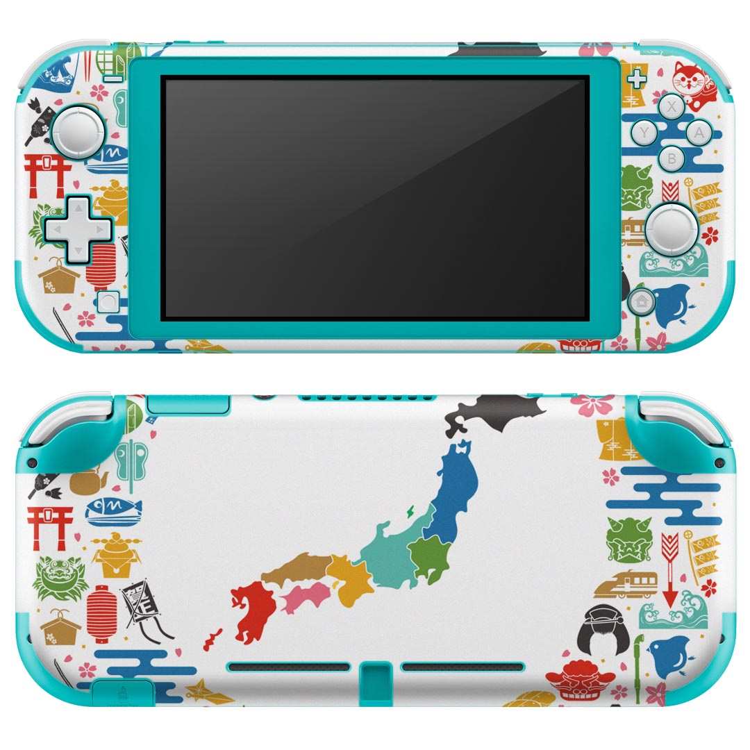 igsticker Nintendo Switch Lite 専用 デザインスキンシール 全面 ニンテンドー スイッチ ライト 専用 ゲーム機 カバー アクセサリー フィルム ステッカー エアフリー 011774 日本　地図　名物