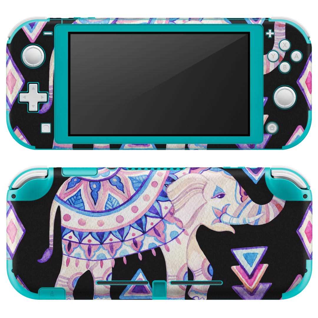 igsticker Nintendo Switch Lite 専用 デザインスキンシール 全面 ニンテンドー スイッチ ライト 専用 ゲーム機 カバー アクセサリー フィルム ステッカー エアフリー 011781 ゾウ 動物 模様