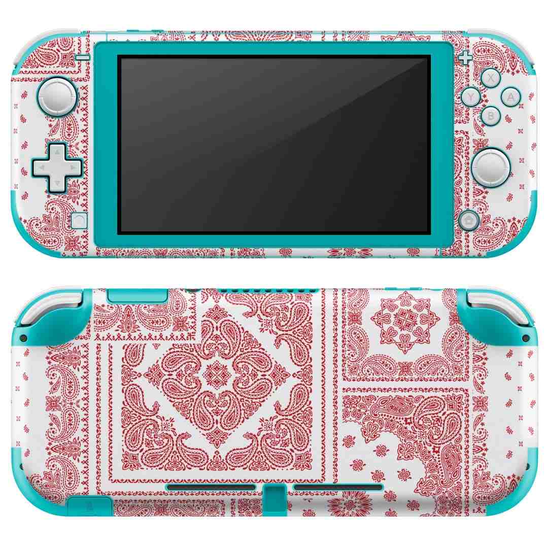 igsticker Nintendo Switch Lite 専用 デザインスキンシール 全面 ニンテンドー スイッチ ライト 専用 ゲーム機 カバー アクセサリー フィルム ステッカー エアフリー 011785 ペイズリー　模様　赤