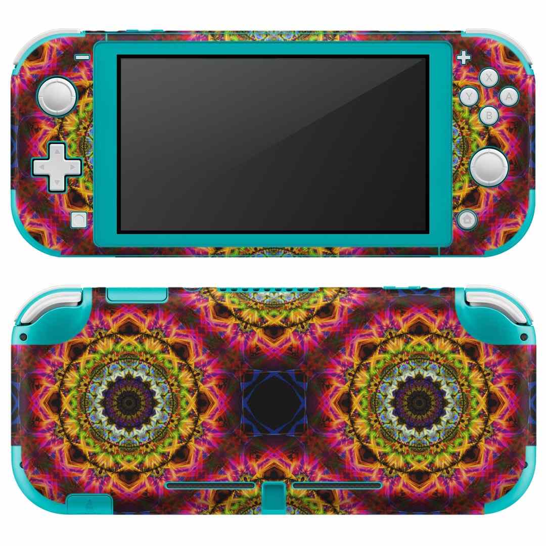 igsticker Nintendo Switch Lite 専用 デザインスキンシール 全面 ニンテンドー スイッチ ライト 専用 ゲーム機 カバー アクセサリー フィルム ステッカー エアフリー 011788 模様　カラフル　万華鏡