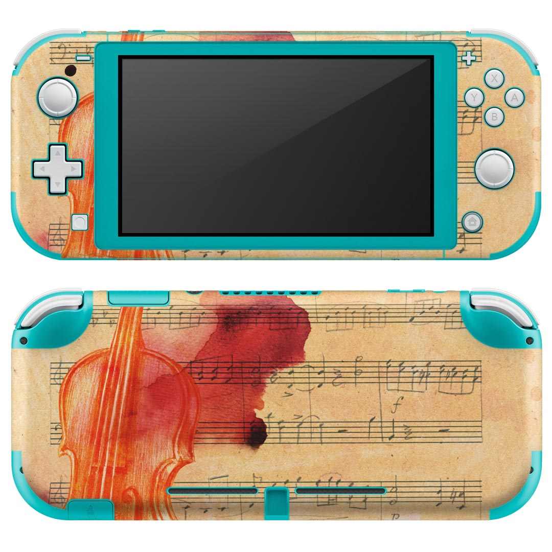 igsticker Nintendo Switch Lite 専用 デザインスキンシール 全面 ニンテンドー スイッチ ライト 専用 ゲーム機 カバー アクセサリー フィルム ステッカー エアフリー 011888 ギター 楽譜 音符