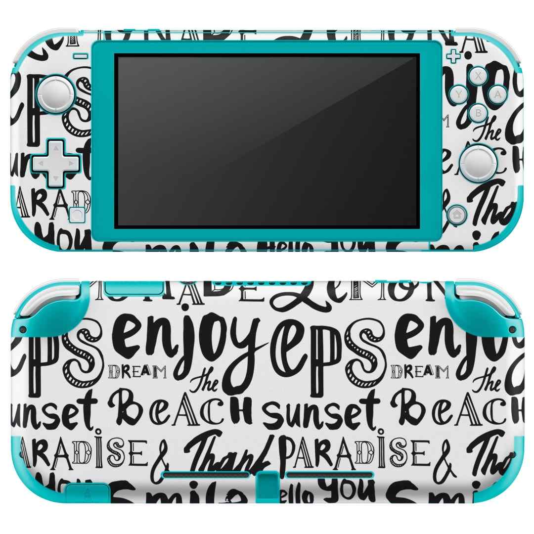 igsticker Nintendo Switch Lite 専用 デザインスキンシール 全面 ニンテンドー スイッチ ライト 専用 ゲーム機 カバー アクセサリー フィルム ステッカー エアフリー 011935 英語 文字 モノトーン