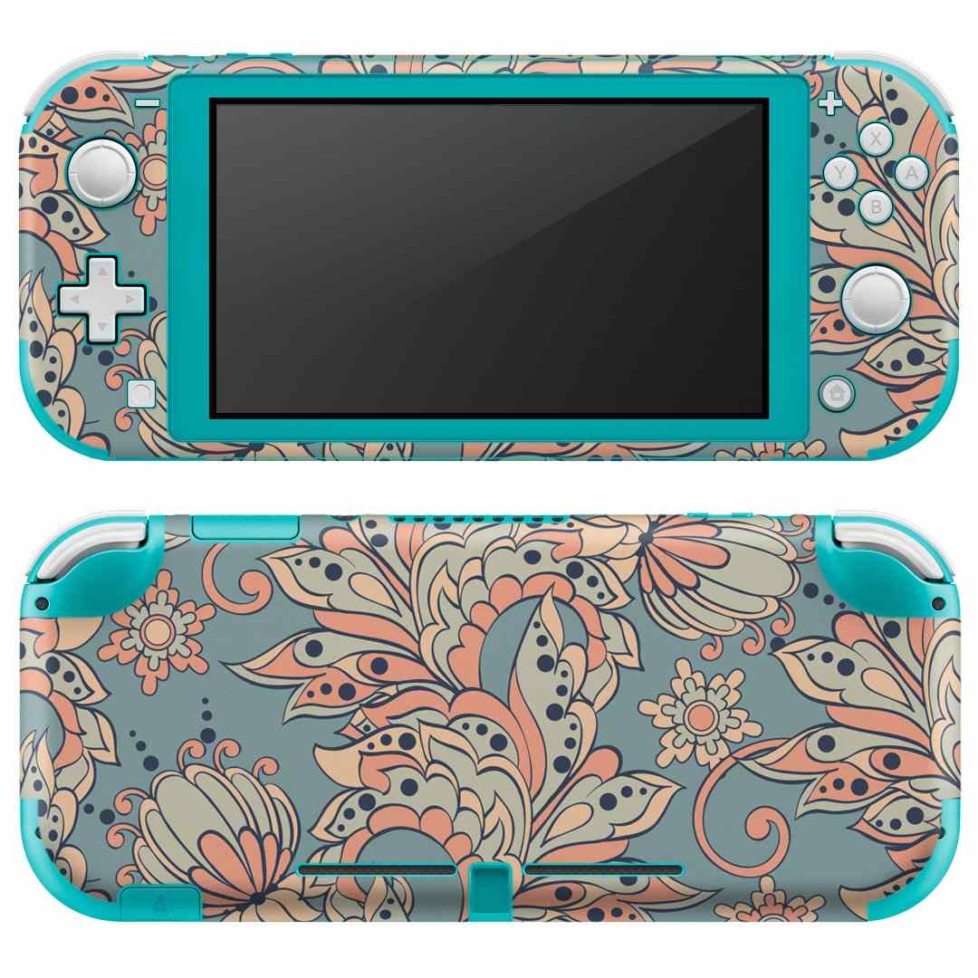 igsticker Nintendo Switch Lite 専用 デザインスキンシール 全面 ニンテンドー スイッチ ライト 専用 ゲーム機 カバー アクセサリー フィルム ステッカー エアフリー 011948 植物　花　レトロ