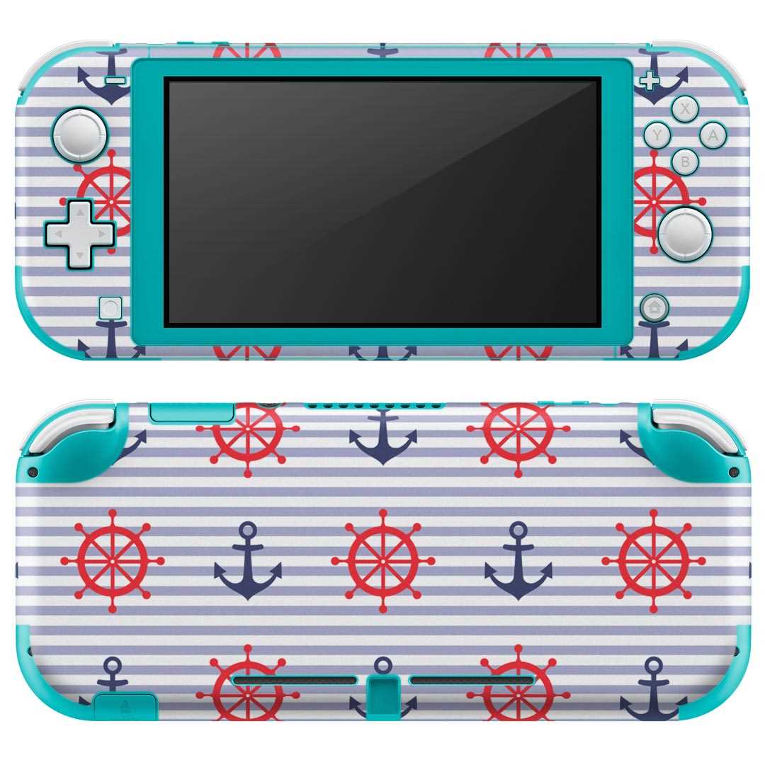 igsticker Nintendo Switch Lite 専用 デザインスキンシール 全面 ニンテンドー スイッチ ライト 専用 ゲーム機 カバー アクセサリー フィルム ステッカー エアフリー 011961 いかり　マリン　夏