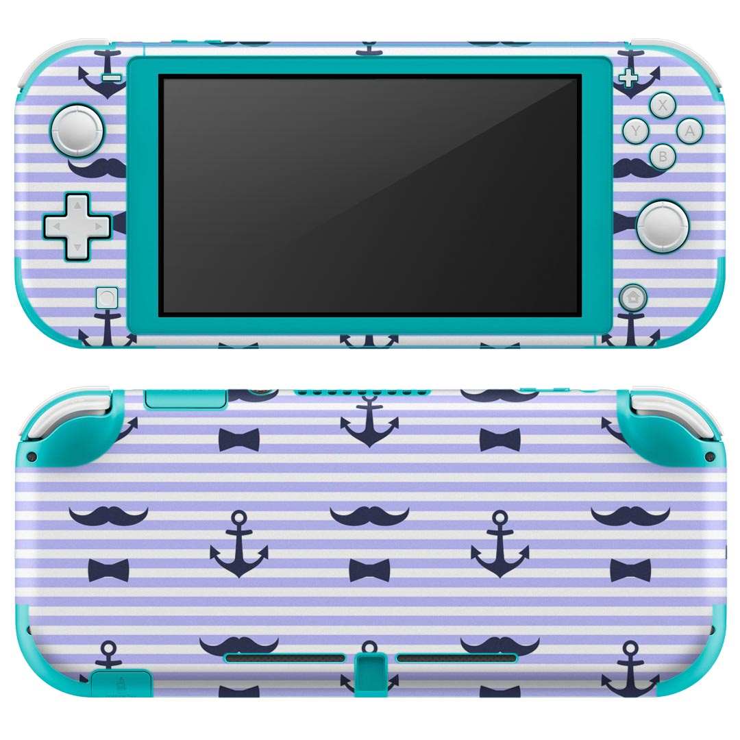 igsticker Nintendo Switch Lite 専用 デザインスキンシール 全面 ニンテンドー スイッチ ライト 専用 ゲーム機 カバー アクセサリー フィルム ステッカー エアフリー 011971 ヒゲ　いかり　ボーダー