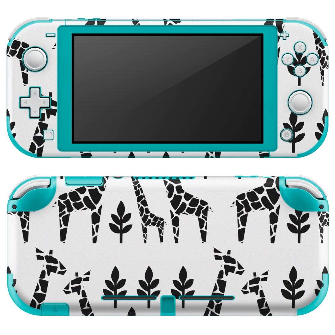 igsticker Nintendo Switch Lite 専用 デザインスキンシール 全面 ニンテンドー スイッチ ライト 専用 ゲーム機 カバー アクセサリー フィルム ステッカー エアフリー 011997 きりん　植物　モノトーン