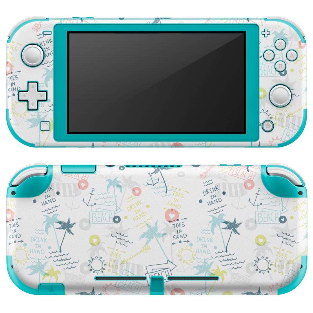 igsticker Nintendo Switch Lite 専用 デザインスキンシール 全面 ニンテンドー スイッチ ライト 専用 ゲーム機 カバー アクセサリー フィルム ステッカー エアフリー 012030 ヤシの木　矢　ビーチ