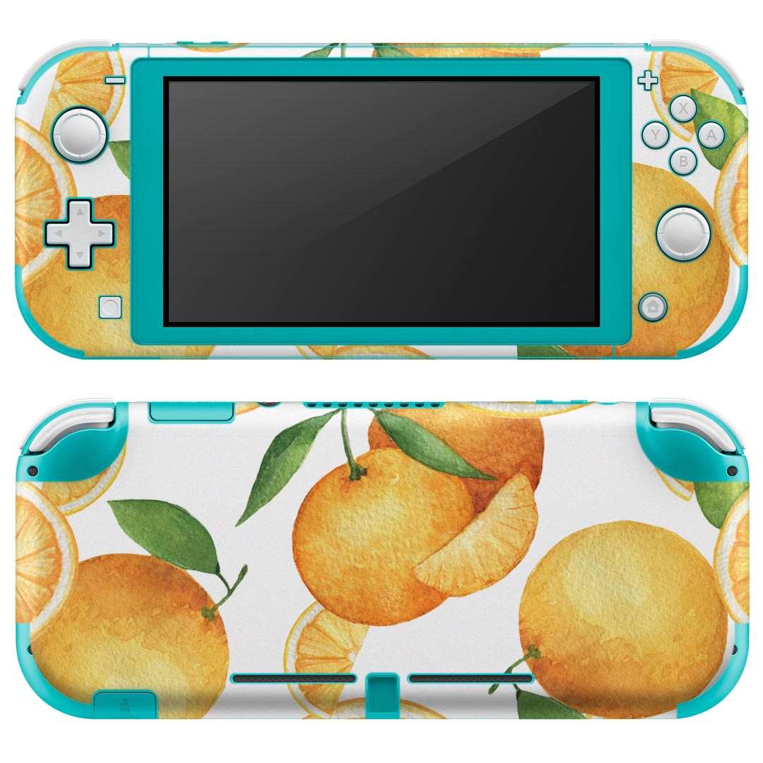igsticker Nintendo Switch Lite 専用 デザインスキンシール 全面 ニンテンドー スイッチ ライト 専用 ゲーム機 カバー アクセサリー フィルム ステッカー エアフリー 012061 オレンジ　果物　柄