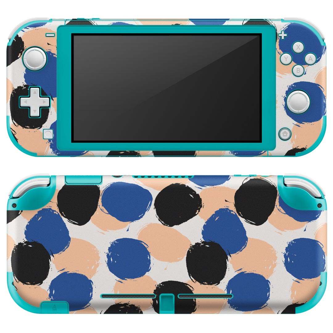 igsticker Nintendo Switch Lite 専用 デザインスキンシール 全面 ニンテンドー スイッチ ライト 専用 ゲーム機 カバー アクセサリー フィルム ステッカー エアフリー 012106 丸 黒 青