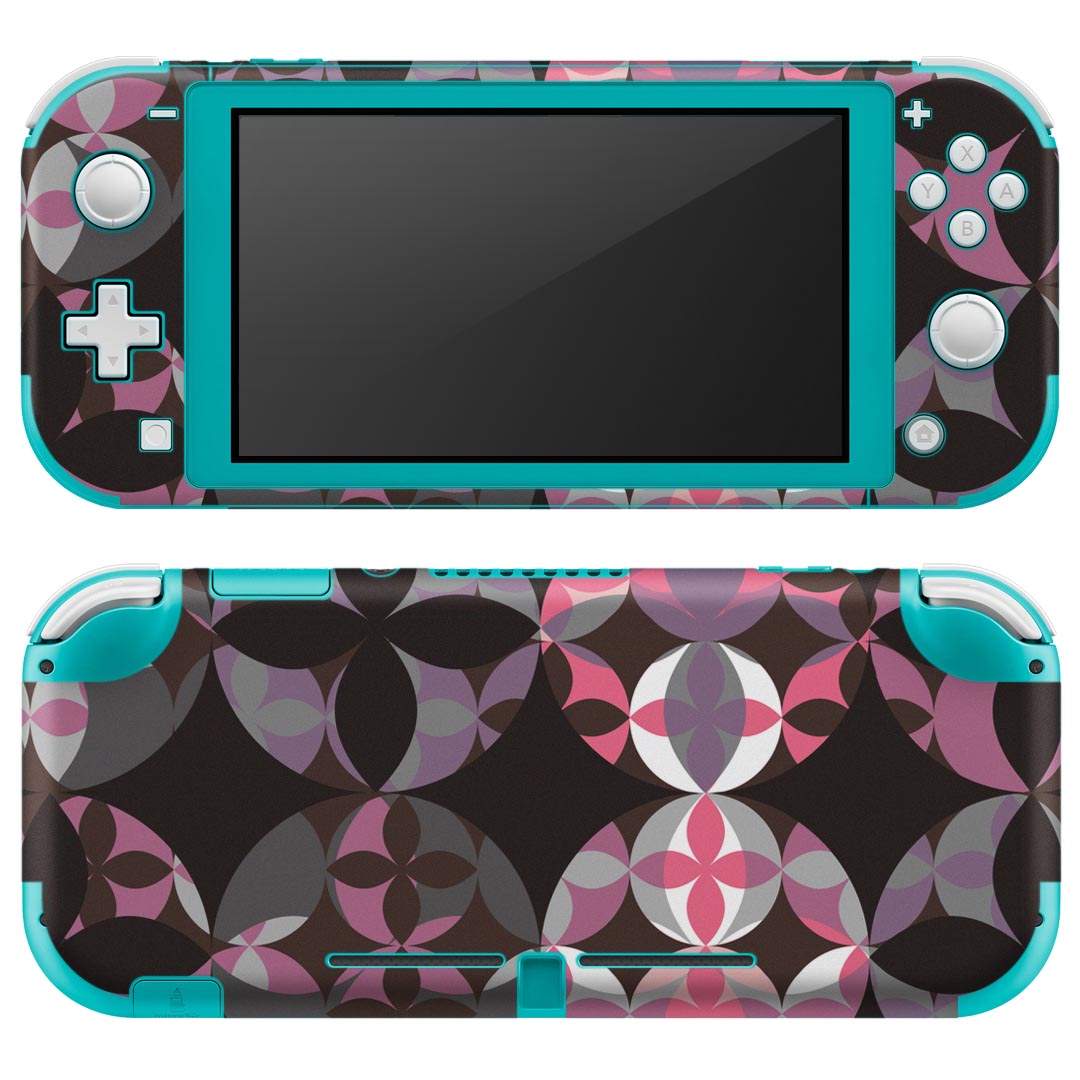 igsticker Nintendo Switch Lite 専用 デザインスキンシール 全面 ニンテンドー スイッチ ライト 専用 ゲーム機 カバー アクセサリー フィルム ステッカー エアフリー 012120 丸　模様　黒