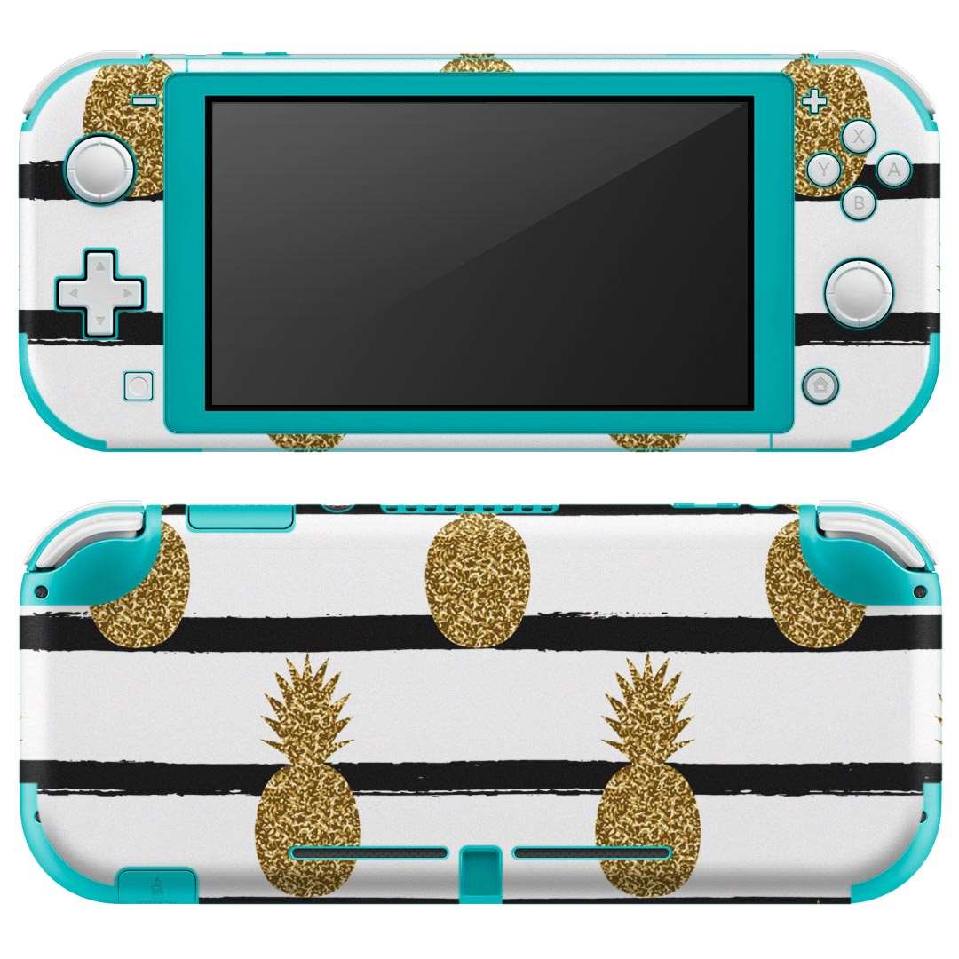 igsticker Nintendo Switch Lite 専用 デザインスキンシール 全面 ニンテンドー スイッチ ライト 専用 ゲーム機 カバー アクセサリー フィルム ステッカー エアフリー 012139 パイナップル　ボーダー　夏