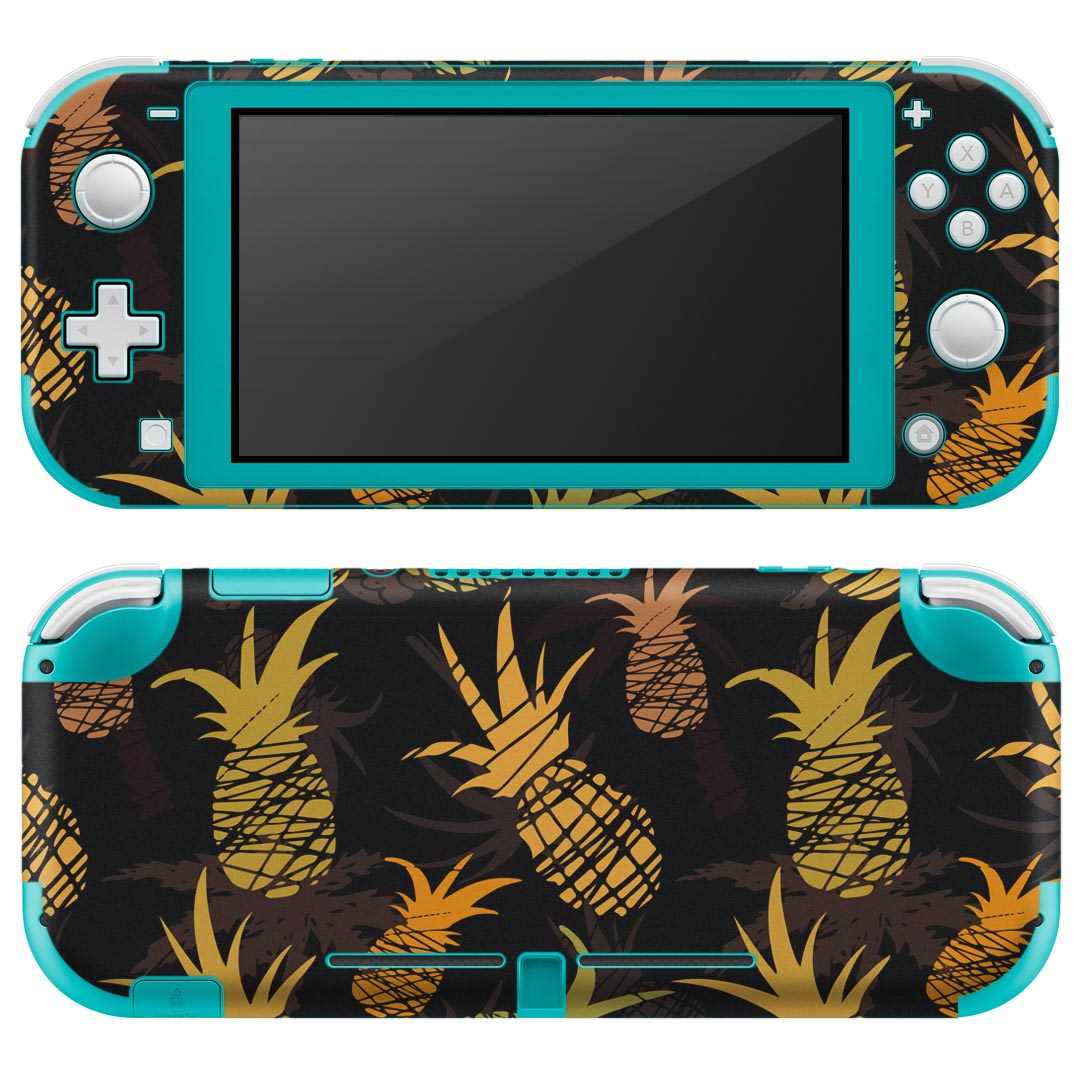 igsticker Nintendo Switch Lite 専用 デザインスキンシール 全面 ニンテンドー スイッチ ライト 専用 ゲーム機 カバー アクセサリー フィルム ステッカー エアフリー 012150 パイナップル 黒 夏