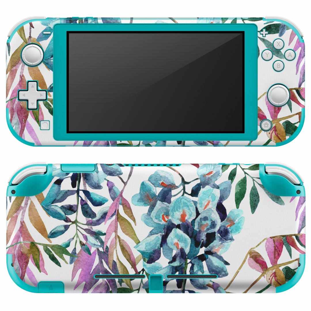 igsticker Nintendo Switch Lite 専用 デザインスキンシール 全面 ニンテンドー スイッチ ライト 専用 ゲーム機 カバー アクセサリー フィルム ステッカー エアフリー 012159 花　植物　白