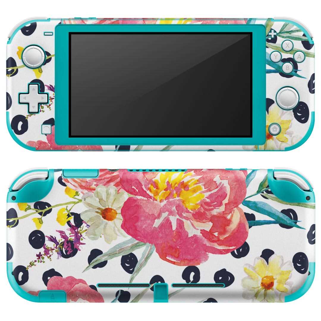 igsticker Nintendo Switch Lite 専用 デザインスキンシール 全面 ニンテンドー スイッチ ライト 専用 ゲーム機 カバー アクセサリー フィルム ステッカー エアフリー 012163 花 ドット ピンク