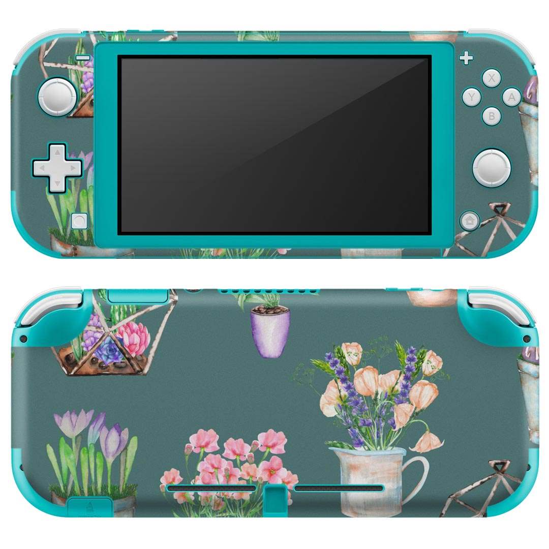 igsticker Nintendo Switch Lite 専用 デザインスキンシール 全面 ニンテンドー スイッチ ライト 専用 ゲーム機 カバー アクセサリー フィルム ステッカー エアフリー 012188 花　緑　植物