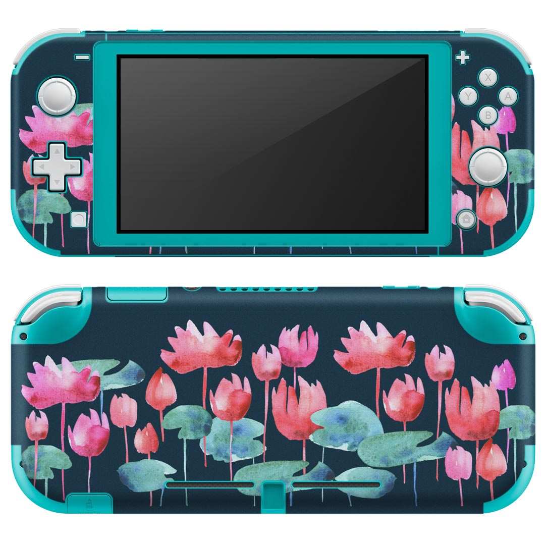 igsticker Nintendo Switch Lite 専用 デザインスキンシール 全面 ニンテンドー スイッチ ライト 専用 ゲーム機 カバー アクセサリー フィルム ステッカー エアフリー 012196 花 植物 水連