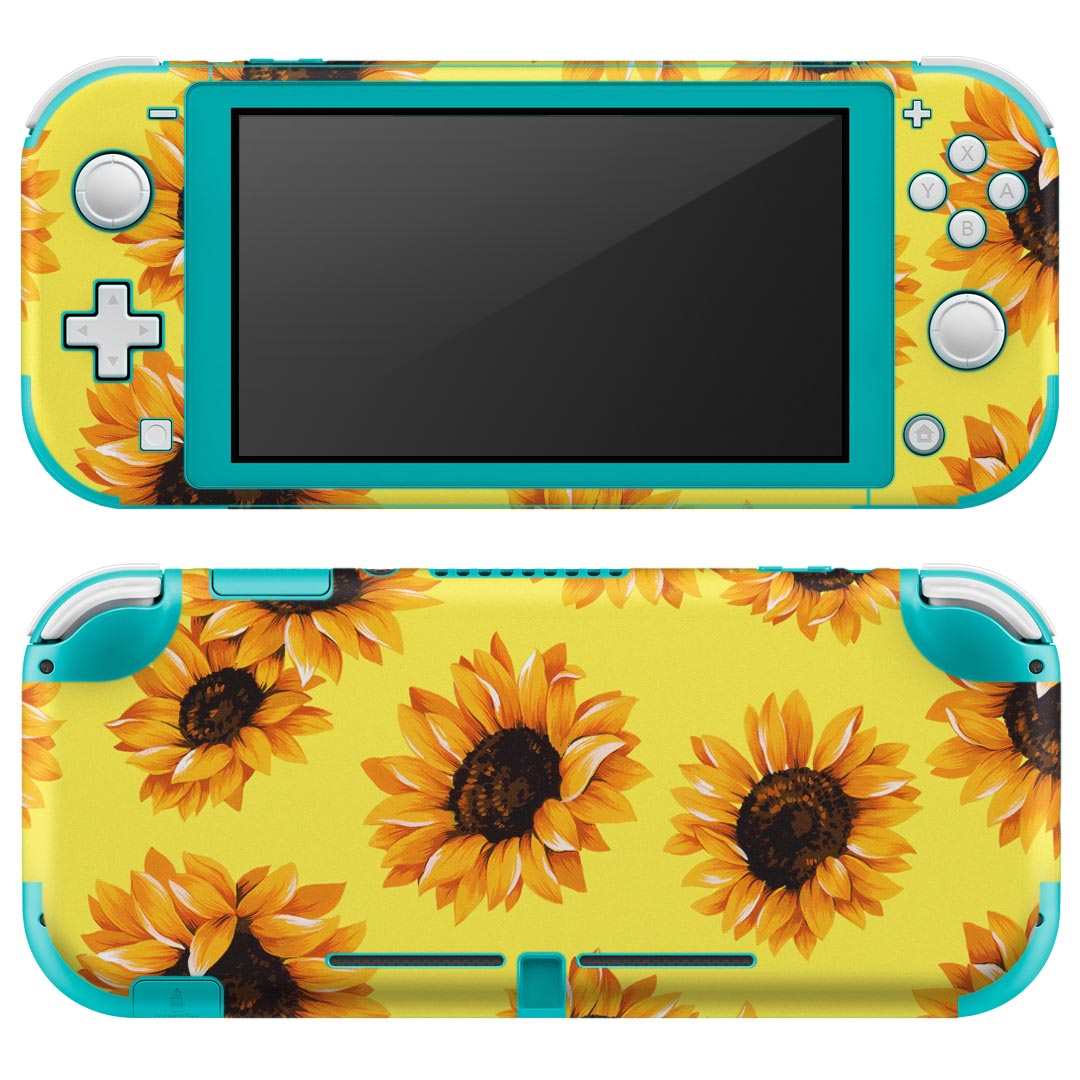 igsticker Nintendo Switch Lite 専用 デザインスキンシール 全面 ニンテンドー スイッチ ライト 専用 ゲーム機 カバー アクセサリー フィルム ステッカー エアフリー 012207 ひまわり　花　黄色