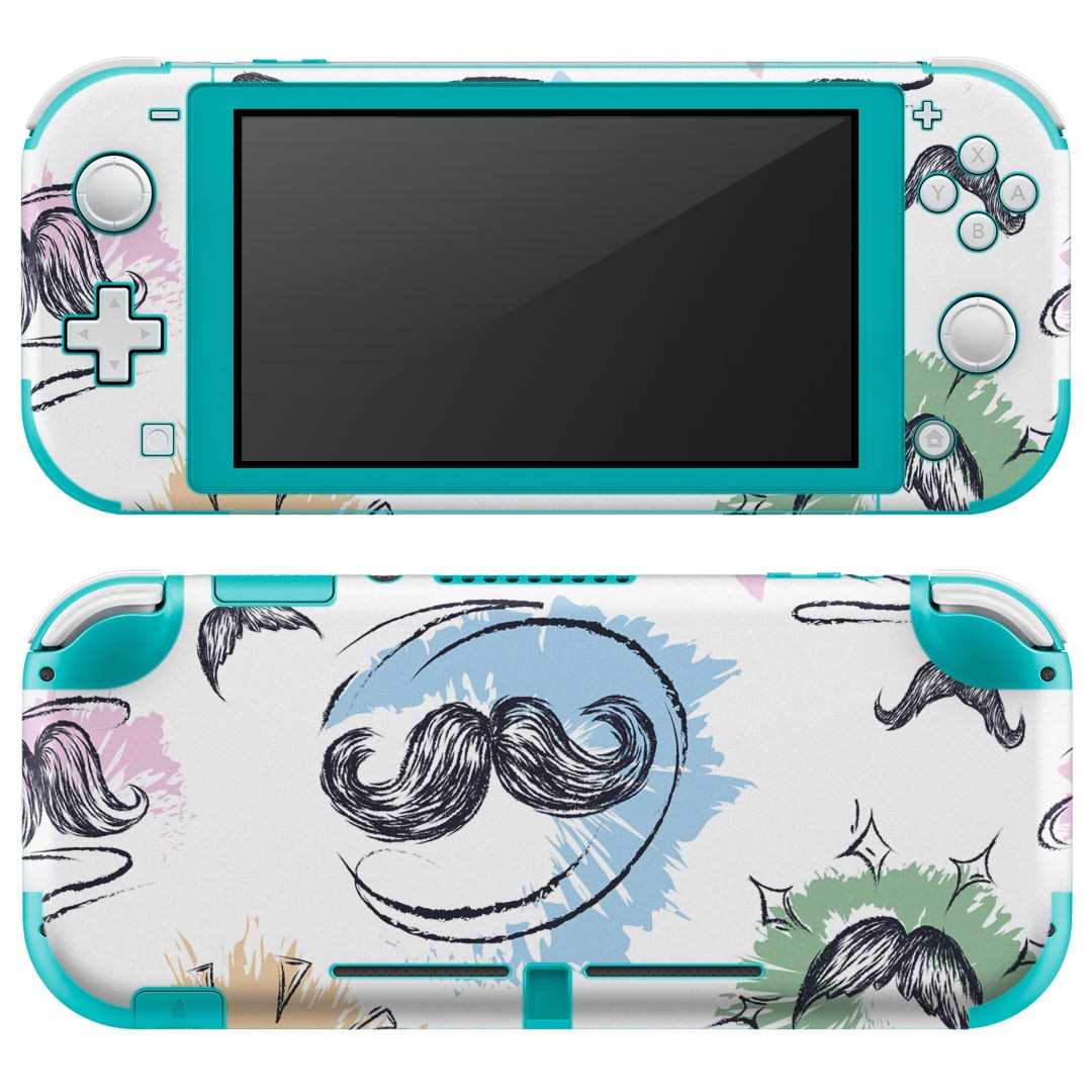 igsticker Nintendo Switch Lite 専用 デザインスキンシール 全面 ニンテンドー スイッチ ライト 専用 ゲーム機 カバー アクセサリー フィルム ステッカー エアフリー 012294 ヒゲ カラフル イラスト