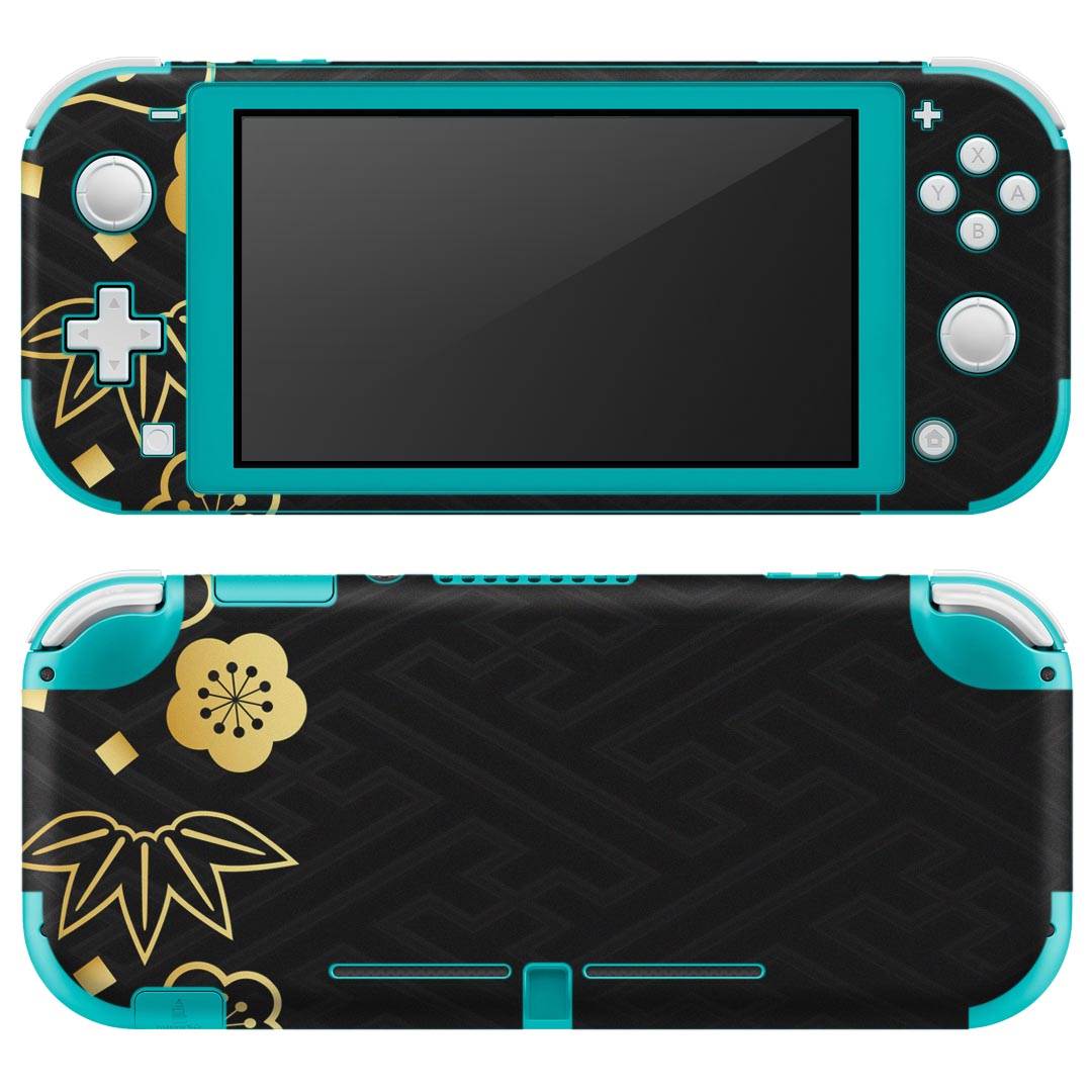 igsticker Nintendo Switch Lite 専用 デザインスキンシール 全面 ニンテンドー スイッチ ライト 専用 ゲーム機 カバー アクセサリー フィルム ステッカー エアフリー 012314 黒 和柄 和