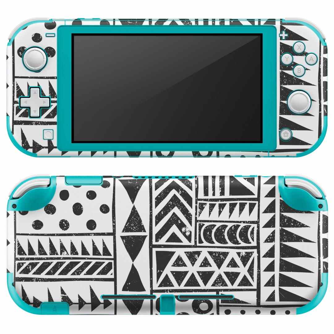igsticker Nintendo Switch Lite 専用 デザインスキンシール 全面 ニンテンドー スイッチ ライト 専用 ゲーム機 カバー アクセサリー フィルム ステッカー エアフリー 012331 黒　模様　モノトーン