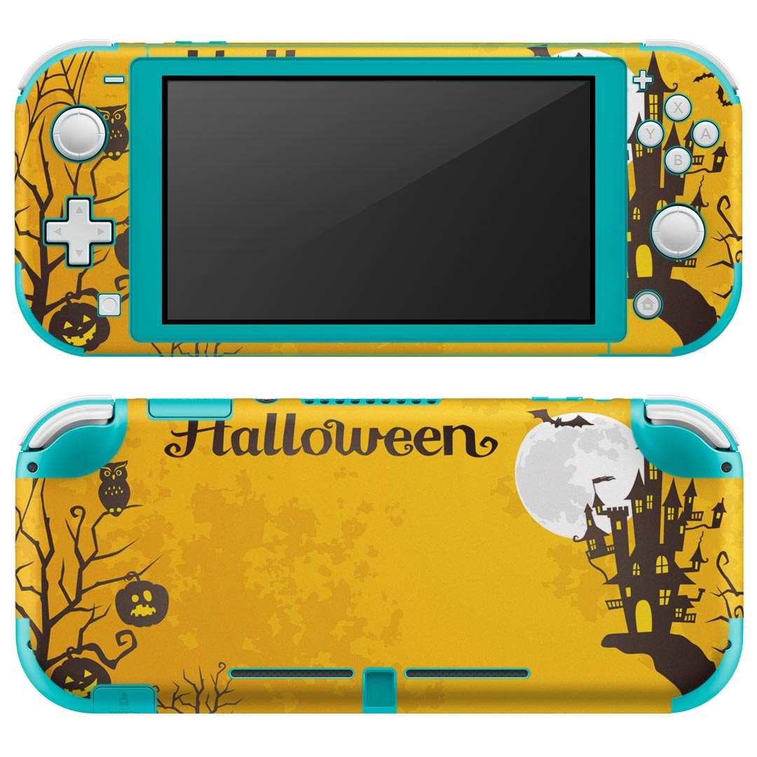 igsticker Nintendo Switch Lite 専用 デザインスキンシール 全面 ニンテンドー スイッチ ライト 専用 ゲーム機 カバー アクセサリー フィルム ステッカー エアフリー 012343 ハロウィン　オレンジ　おばけ