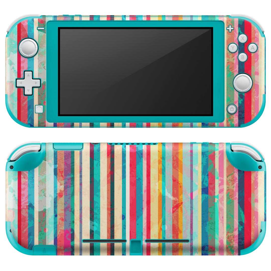igsticker Nintendo Switch Lite 専用 デザインスキンシール 全面 ニンテンドー スイッチ ライト 専用 ゲーム機 カバー アクセサリー フィルム ステッカー エアフリー 012360 ストライプ　カラフル　ペイント