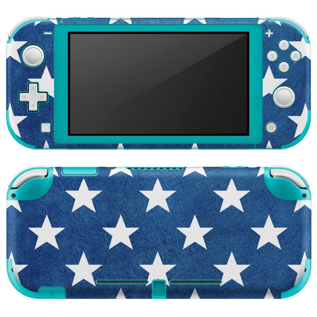 igsticker Nintendo Switch Lite 専用 デザインスキンシール 全面 ニンテンドー スイッチ ライト 専用 ゲーム機 カバー アクセサリー フィルム ステッカー エアフリー 012367 青 星 スター